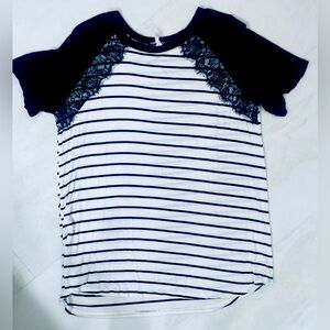 Heimish USA black and white striped shirt